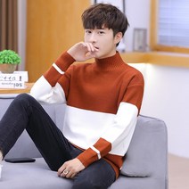 남자반목니트 반폴라 스웨터 와이드 루즈핏 트렌드 가을겨울 0이너니트 이너티셔츠 남성 퍼 562800115