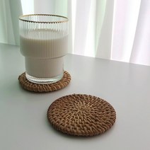 라탄 나무 원목 우드 티코스터 컵받침 카페컵받침 8cm, 8cm 과일나무 컵받침
