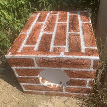 야외 대형견 큰개 진돗개 강아지 판넬 난방 조립식 개집 실외 플라스틱 보온 강아지집 001 DIY 수제 애완, 주황색 벽돌 원형 구멍(슬_트럼펫(고양이 1-2마리)