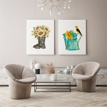 셀러허브 감성 수채화 해바라기 그림 액자 No21 31 캔버스 3호, 29번／3호19x27cm(캔버스액자옆면검정)