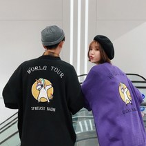 가바바 커플 라운드니트티 귀여운 캐릭터 포인트 스웨터 G23283