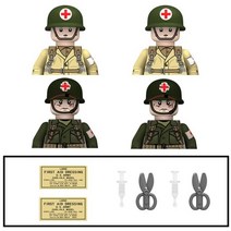WW2 밀리터리 미국 101 공수 부대 빌딩블록 해군 특수 부대 군인 피규어 무기 헬멧 브릭 장난감, MJ25-26-4PCS