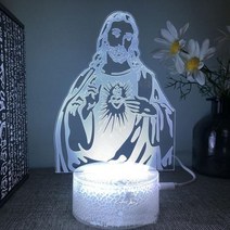 예수 3d led 램프 침실 야간 조명 액션 기독교 그림 아바타 성경 축복 처녀 방 장식 선물 루스, 04+Black base 7colours