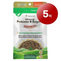 리암마켓 NaturVet 네이처벳 강아지 고양이용 건강 관리 보충제 고급 프로바이오틱 효소 베이컨 맛 315g 1팩, 5팩
