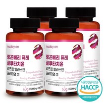 nuday on 뉴데이온 링곤베리 퓨레 글루타치온 로즈힙 엘라스틴 프리미엄 60정 4통 핵심 성분을 하루 한번 간편하게 섭취, 60g, 4개