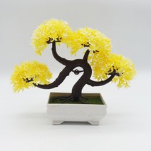 규즈몰 분재 조화 플랜테리어 인조 소나무 매화 나무 옐로우, 1개
