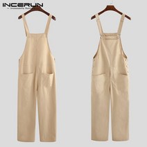 남자 멜빵 바지 멜빵청 남성 점프 수트 패션 남성 턱받이 바지 솔리드 점프 슈트 지퍼 streetwear 조깅 멀티 포켓 캐주얼 멜빵 카고 오버올 남성 incerun