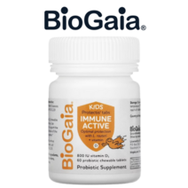 BioGaia Kids Vitamin D 바이오가이아 키즈 액티브 프로바이오틱스 유산균 비타민 D 오렌지 맛 60츄어블, 1팩