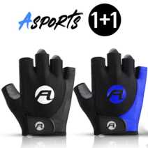 듀웨이 ASPORTS 자전거 반장갑 1+1, 블랙(M), 블루(L)