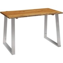 vidaXL 단단한 아카시아 나무 식탁 식 주방 원목 테이블 식탁 120x65x75cm 스테인레스 스틸 다리, 120 x 65 x 75 cm