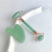 쭈니즈 괄사 얼굴마사지 롤러 페이스롤러 세트, 옥색, 롤러1+하트괄사1