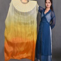 너슬부채 한국무용 전통 부채춤 신제품 맞 형 짙은 녹색 실크 베일 밸리 댄스 팬 쌍 (1L 1R) 여성 오리엔탈 쇼 소품 180cm, 180X90CM, 24 as picture