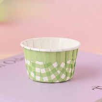 홈베이킹 유산지 컵 종이 머핀틀 코팅 일회용 컵케이크, 그린체크 50개