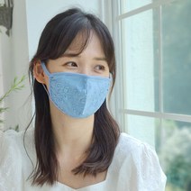 [파격세일]나도접시꽃 예쁜 레이스 면마스크 항균처리원단 믿을수있는 100% 국내생산