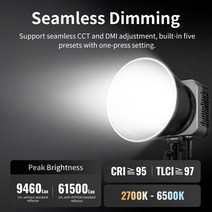 Zhiyun MOLUS LED 비디오 조명 COB 연속 유튜브 및 야외 촬영 녹화용 사진 G200, 한개옵션0