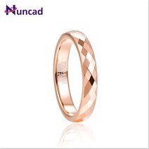 약혼 고급 심플 약속 선물 NUNCAD 텅스텐 카바이드 반지 4mm 너비 Hammered 마침 로즈 금빛 컬러 웨딩 밴드 여성용 Comfort Fit Rings