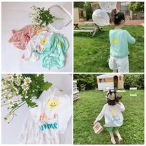 [라엘이네 가게] 2022 아기 유아 여아 여름가디건 썸머 가디건 여름 아우터 실내 에어컨 니트 가디건 바캉스룩 스마일 가디건