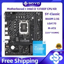 SOYO-신제품 클래식 B660M 2.5G 인텔 i3 13100F CPU 프로세서 마더보드 세트 4 코어 8 스레드 듀얼 채널 DDR4 데스크탑 pc용, 마더 보드 + CPU