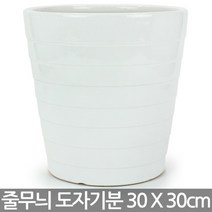 낮고 넓은 도자기 흑자 화분 중형 대형 - 도자기화분 백자화분 인테리어화분 실내화분 고급화분 사무실화분 검정화분 야외화분, 06_한성_줄무늬 백자(B)_대형(받침X)