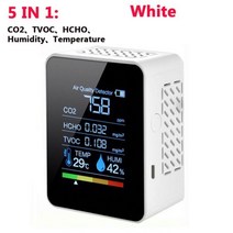 다기능 5in 1/6 in 1 CO2 미터 디지털 온도 습도 측정기 이산화탄소 TVOC HCHO 감지기 대기 질 모니터, CHINA, Type1 5 in 1 White