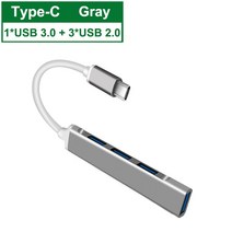 USB 허브 4 포트 3.0 고속 C타입 스플리터 어댑터 확장기 OTG 샤오미 맥북 프로 13 15 에어 PC 컴퓨터용, 04 Type C Gray-A