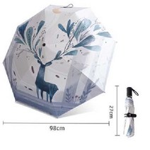 자동우산옐로우 핫한 잉크 고양이 여성 가리다 양산 레쉬 자외선차단 청우비 투웨이 접이식 팬시 2742993162, 숲 속의 사슴이 계곡을 마시다. 곡절