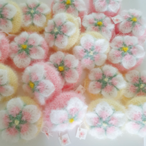 벚꽃 봄꽃 수세미, 바탕색 핑크, 비닐포장