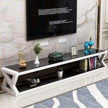 거실 장 TV 대 선반 티비 다이 테이블 엔틱 원목 낮은 높은 수입가구 받침대 모던 심플 거실 티 테이블 세트 홈웨어 침실 티 테이블 경제-116424, 01.조립하다., 01.100X35X42 (흰 선반 검은 유리), A.100X35X42(화이트프레임+블랙유리)