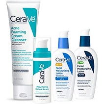 CeraVe 아크네 스킨케어 세트 | 벤조일 퍼옥사이드 레티놀 세럼 SPF 및 PM 페이스가 포함된 AM 페이스 모이스처라이저가 포함된 여드름 치료 페이스 워시 /cerave, 0-SA042700