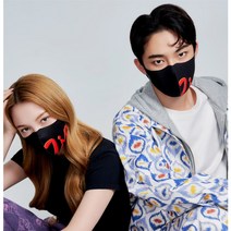 귀편한 기능성 프리미엄 패션마스크 빅로고 블랙