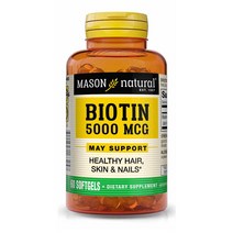 Mason Naturals 리퀴드 수퍼 비오틴 5000mcg 소프트젤, 60개입, 1개