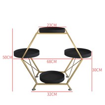 오각형 화분 선반 받침대 정리대 화분대 진열대 거치대 거실 베란다 다육이 식물 걸이대 인테리어, 스몰 골드 블랙 4포트