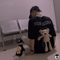 커플강아지옷 견주용 커플룩 개플룩 곰돌이 강아지 모자 견주옷 패밀리룩, 2XL, H.봄 벨벳 후드 블랙베어
