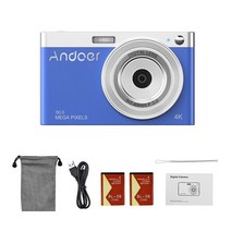 줌카메라 Andoer-컴팩트 4K 디지털 카메라 비디오 캠코더 50MP 2.88 인치 IPS 스크린 자동 초점 16X, 04 Blue_02 with 16GB Card