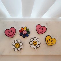 데이지꽃스마일 하트석고방향제 귀여운 차량방향제, 코튼블러썸, 데이지꽃(화이트), 가로