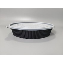 [용기뚜껑세트] JH일회용 타원찜용기(대) 3100ml-검정-100세트