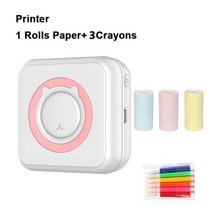 휴대용 미니 포토 프린터 포터블 mini Portable 블루투스, 분홍색 종이 3개