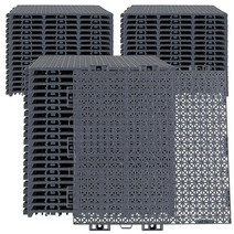 144피스 인터로킹 소프트 PVC 바닥 타일 매트 25.4 x 25.4cm(10 x 10인치) 미끄럼 방지 고무 방수 매트 욕실 바닥 수영장 주방 바닥 및 데크용 배수 구멍