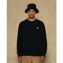 22FW [3차 재입고] [헤지스 피즈] 블랙 프렌치 테리 더블 로고 맨투맨 SPTS2F901BK