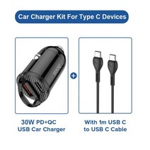Hoco-PD30W QC3.0 차량용 고속 충전기 아이폰 13 12Pro Max 삼성 S20 S21 A51 PD 4.8A 용 c타입, BK and C to C Cable