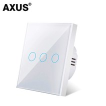 AXUS EU AC100-240V 강화 된 흰색 크리스탈 유리 터치 스위치 패널 벽 조명 스위치 센서 버튼 1/2/3Gang Lamp Interruttore, white 3 gang, 09 white 3 gang