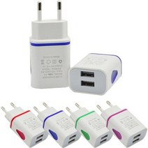 LED 조명 USB 벽 충전기 삼성 샤오미 듀얼 포트 2A 출력 여행용 플러그 전원 어댑터 EU 미국 전화 100, 01 Eu_01 5 Colors Mixed