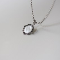 타원 거울 자개 엔틱 목걸이, 폰트-10, 각인함