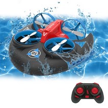 RC보트 JJRC- 노이에 제품 H101 워터 그라운드 에어 모드 RC 쿼드콥터 드론 3 in 1 원격 제어 미니 항공기 호버크라프트 완구, [02] Red