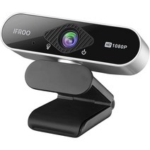 마이크가 있는 IFROO FHD 1080P 웹캠 데스크탑 노트북 컴퓨터 웹 카메라용 어안 광각 없음 USB 플러그 앤 플레이 호환되는 Skype Zoom YouTube, 단일모델명/품번