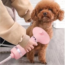 반려동물 에어 브러쉬 헤어 빗 드라이기 온도조절 3단계 빗드라이어 댕댕살롱 페페 드라이기 애견용품 펫 드라이, 핑크