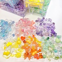 오로라 비즈 키링 만들기 팩 데코덴 파츠 꾸미기 팔찌 악세사리 만들기 DIY 탑꾸, 블랙