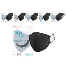 닥터스마일케이 프레시 마스크 중형 KF-94 블랙, 100매