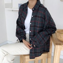 티탁 여성 빅사이즈 셔츠 루즈핏 남방 와플체크남방