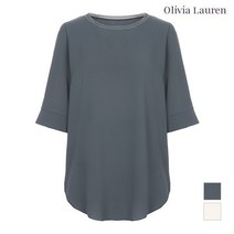 올리비아로렌 네크 쉬폰 배색 블라우스__VOCNSVM7336